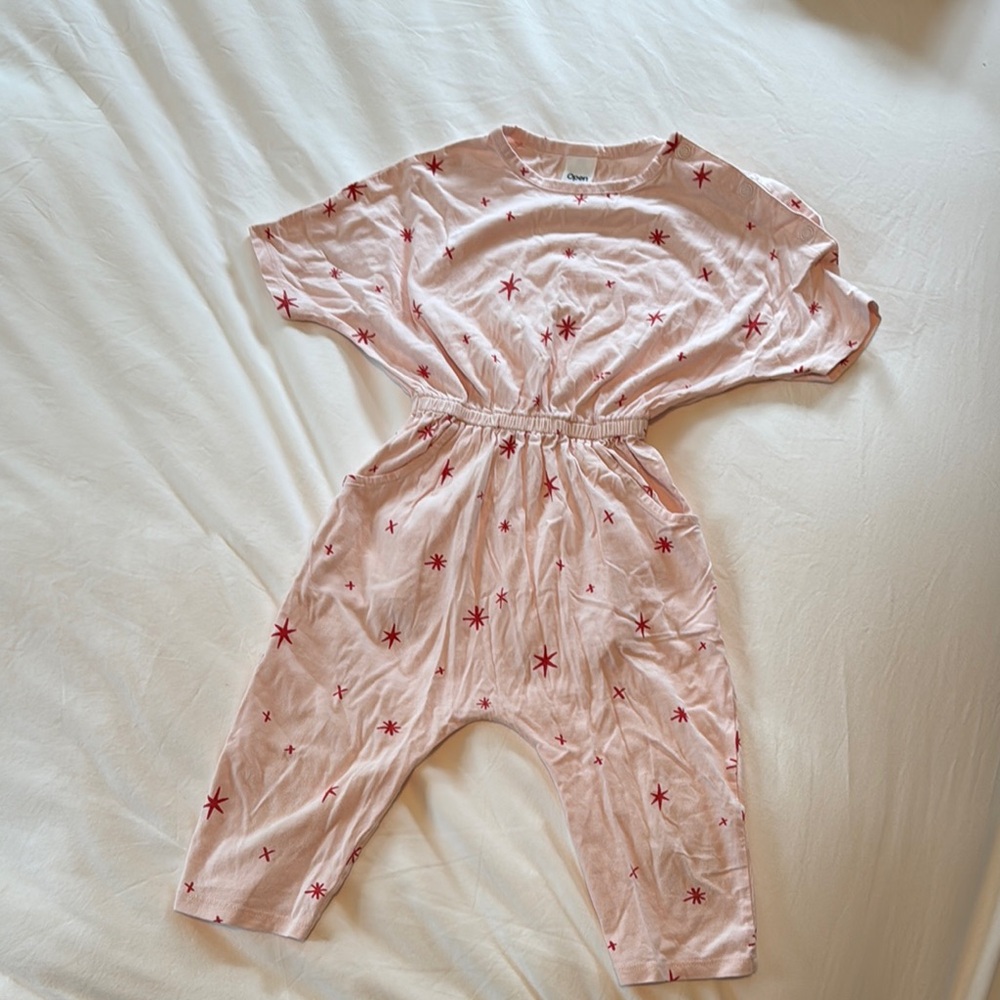 Pink Star Patterned Jumpsuit